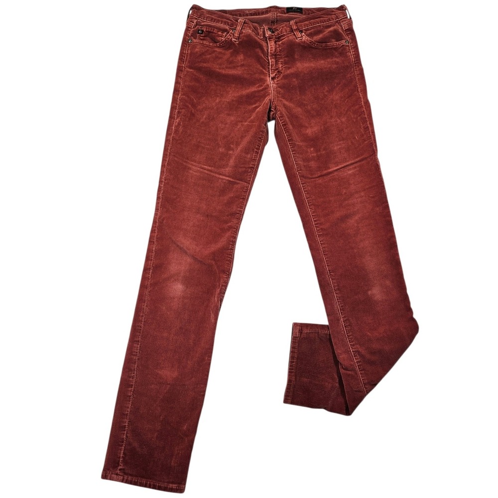 AG Adriano Goldschmied The Prima Cigarette Leg Corduroy Pants Rust Red Size 27R‎